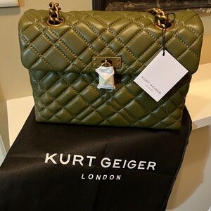Kurt Geiger Quilted Olive Shoulder Bag